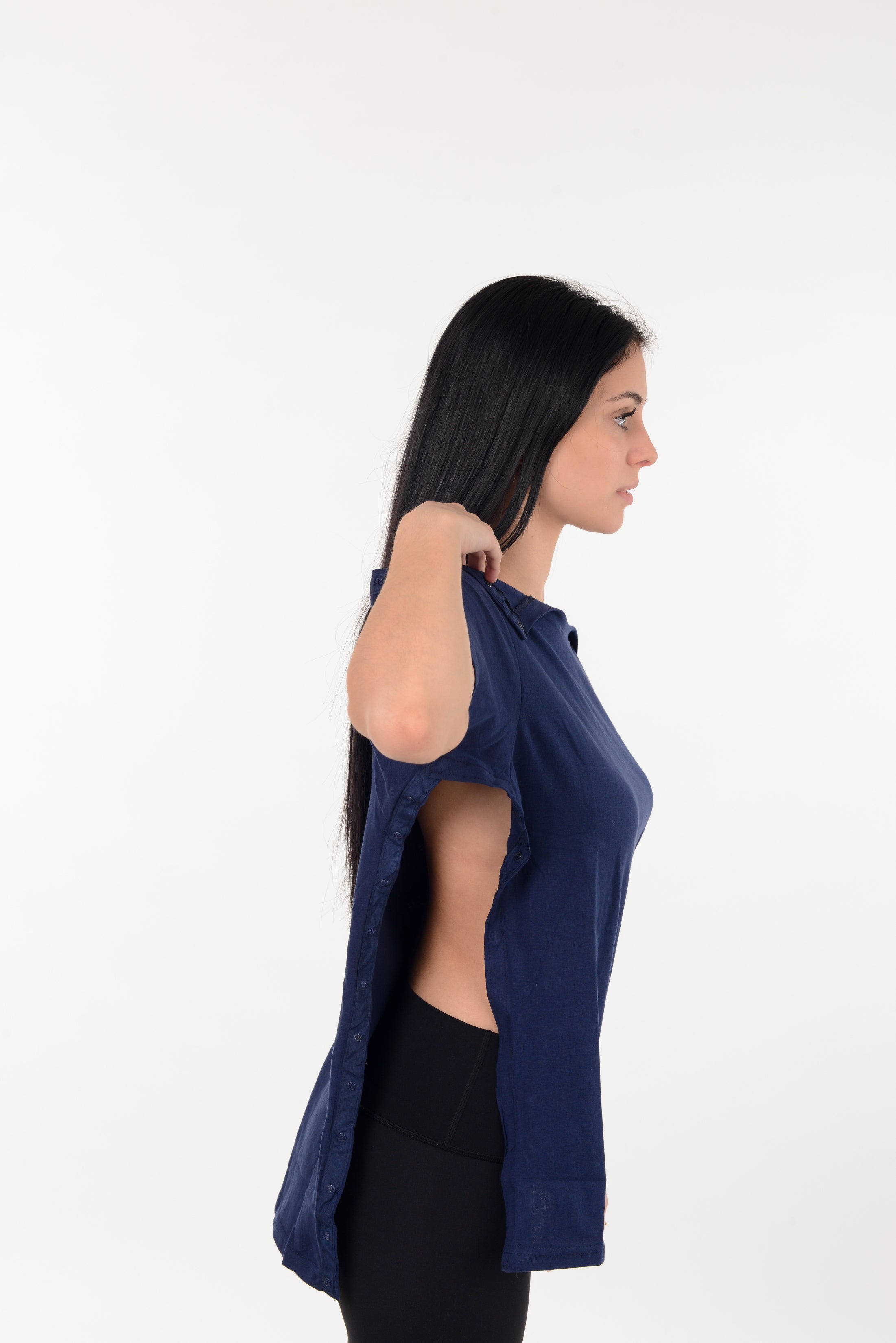 Post Surgery Recovery Tshirt Snap Open TearAway Shirt